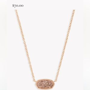 Elisa Rose Gold Extended Length Pendant Necklace in Rose Gold Drusy